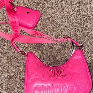 Juicy Couture Pink Glossy Shoulder Bag with Structured Design